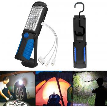 SunTop LED Lámpara de Inspección Recargable Linterna de Trabajo, Portátil Lampara de Inspeccion COB LED Luz con Magnético Soporte y Gancho Colgante para Automóviles, Taller, Emergencia, Camping