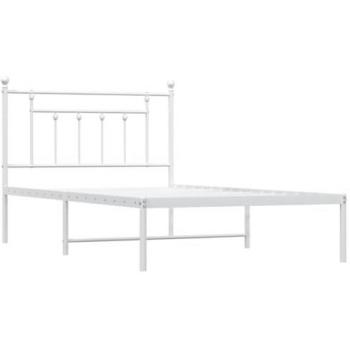 Estructura de Cama de Metal con Cabecero Blanco 107x203 cm