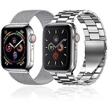 baklon 2 piezas compatibles con correa de reloj Apple 40 mm 38 mm, correa deportiva de acero inoxidable de repuesto compatible con iWatch Series SE/6/5/4/3/2/1
