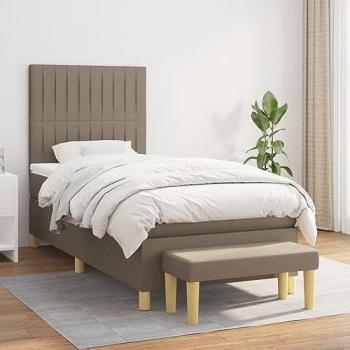 Cama Box Spring con Colchón Viscoelástico Espuma Protector Muelles Ensacados Adaptable Acolchado Reversible Tela Gris Taupe 80x200 cm