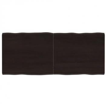 Tablero de Mesa de Madera Tratada en color Marrón Oscuro, dimensiones 120 x 50 x (2-4) cm, con borde natural