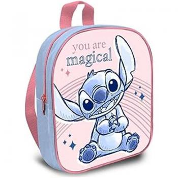 Disney Stitch Kids Backpack 29cm - Adjustable Straps, Official License, Pink Color