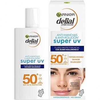 Garnier Delial Sensitive Advanced - Crema Facial Super UV Fluid con Ácido Hialurónico IP50+ - 40 ml