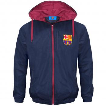 FCB FC Barcelona - Chaqueta Cortavientos Oficial - para niño - Impermeable - Estilo Retro - 12-13 años