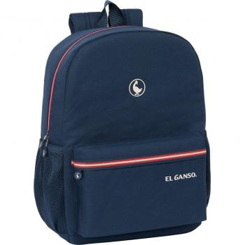 Mochila Escolar Adaptable a Carro EL GANSO Classic Azul Marino 32x43x14cm