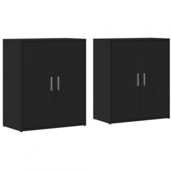 Aparador de madera de ingeniería 2 uds negro 60x31x70 cm, Armario de Almacenamiento, gabinete aparador, Mueble para Pasillo, Buffet
