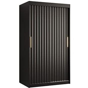 Armario Hartford 334, Negro, 200x100x62cm, Puertas Correderas, 5 Estantes