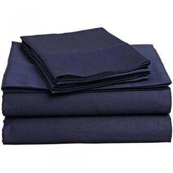 Elección de algodón egipcio de lino británico 300-estándar de satén de la funda de edredón y pillowcoase., Navy Blue Solid, suelto