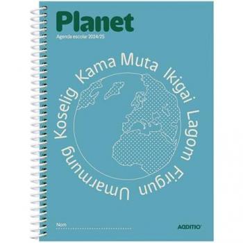 Agenda Escolar Planet 2024-25 Semanal Vista Catalán 15x21 cm Celeste Mostaza
