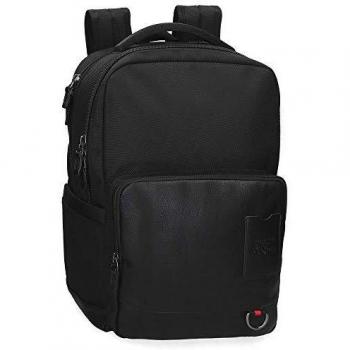 Pepe Jeans Counter Mochila para Portátil Doble Compartimento Adaptable 15,6 Negro 31x44x15 cms Poliéster y PU 20,46L