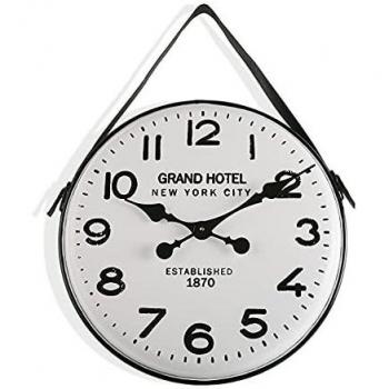Reloj de Pared Analógico con Correa de Cuero