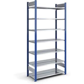 Estantería ensamblable para archivadores doble cara, altura 2350 mm, medidas 1000 x 600 mm, color azul / zincado