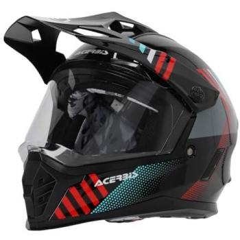 Acerbis Casco de Motocross Adventure Rider Junior Dual Negro-Rojo, diseño juvenil, talla M (49/50), ligero y ventilado