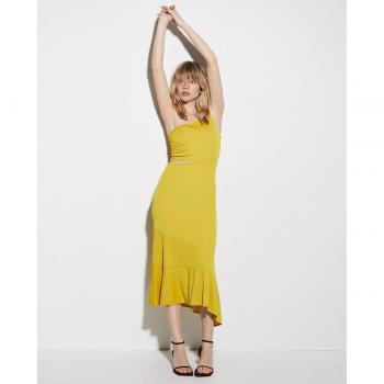 Sfera - Vestido circular asimétrico, diseño asimétrico, tejido ligero, corte circular, ideal para ocasiones informales y eventos de verano