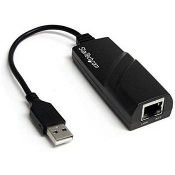 StarTech.com Adaptador Tarjeta de Red Externa NIC USB 1 Puerto Gigabit Ethernet 1Gbps RJ45 USBA Negro - Adaptador para cable