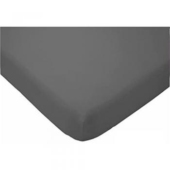 Sábana Bajera Ajustable 50% Algodón 50% Poliéster Tacto Suave - Colores Lisos (Gris Oscuro, Cama 105-105x200+30cm)
