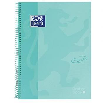 Bloc A4+ Oxford Europeanbook 0 Touch, 80 hojas, punteado (Dots), tapa extradura, microperforado, color Ice Mint pastel