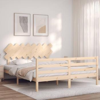 Estructura de cama con cabecero madera maciza 160x200 cm Vidaxl Marrón