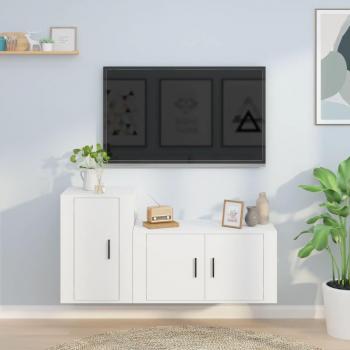 Set de muebles para TV de 2 piezas en madera contrachapada blanca multicapa