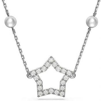 Swarovski Stella Pearl Star Necklace - Adjustable, Women's Necklaces Stella Crystal Pearls Star White Rhodium Plated Necklace 5645379, Gray female, Sizes: ONE SIZE, Swarovski Necklaces female, Gray, Size: ONE SIZE Stella Crystal