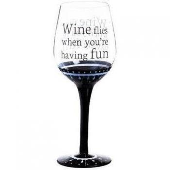 Witty 'flies when you' re having fun Classic Black Ink Copa de vino
