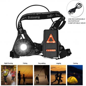 Sotical Luz Correr, Luz Frontal Running Recargable USB 3 Modos IPX4 Impermeable de Luz LED para Caminar, Acampadas, Lectura, Correr, Pesca