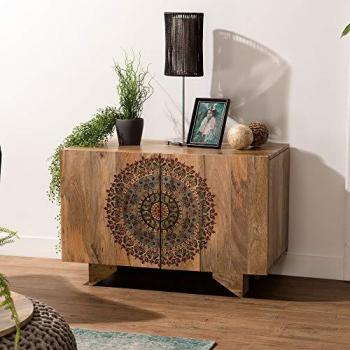 Aparador de Madera de Mango 83x45cm con 2 Puertas y 2 Estantes Colombo