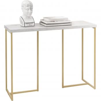Mesa de consola SoBuy FSB58-G, marco de hierro de alta calidad, color blanco y dorado, dimensiones 100 x 36 x 75 cm