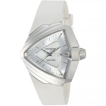 Reloj de mujer Hamilton Ventura S H24251391 con correa de caucho y movimiento de cuarzo