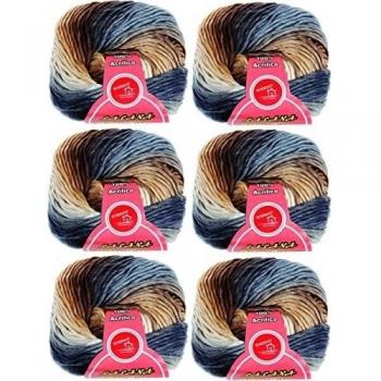 LALANA JIMENA 2365- PACK de 6 ovillos de 70grs cada uno para tejer. Multicolor