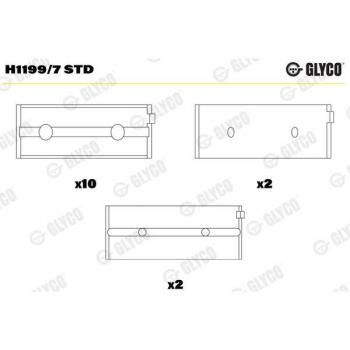 Cojinete de cigüeñal GLYCO H1199/7 STD para Jaguar y Daimler, soporte de acero con bronce aglomerado