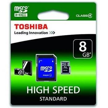 Toshiba Micro SDHC de 8GB Clase 4 con Adaptador - Memoria Segura Digital para Reproductores MP3/4/5