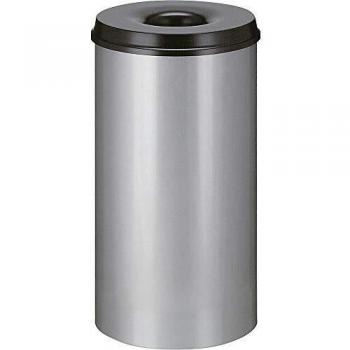 Papelera autoextinguible V-Part plateado y negro 50 L