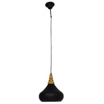 Lámpara Colgante de Techo Pinhead E27, 120x26 cm, Metal y Madera, Color Negro