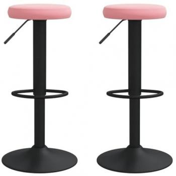 Taburetes de cocina 2 unidades terciopelo rosa moderno ajustable