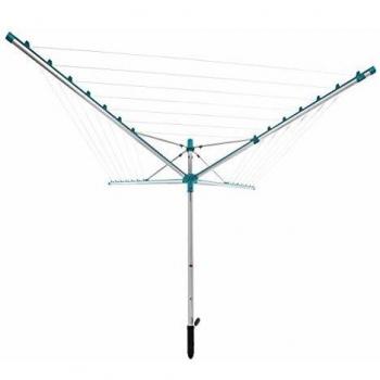 Leifheit Tendedero giratorio de jardín Linomatic 400 para tender ropa, tenderete vertical con sistema Easy Lift, tendedero exterior con 40 m de cuerda