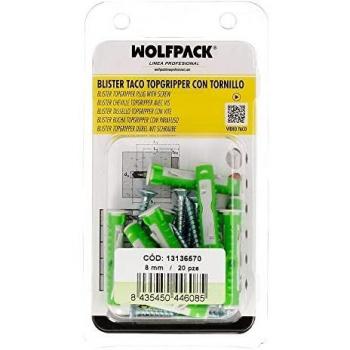 WOLFPACK LINEA PROFESIONAL 13136570 Blister Tacos Topgripper Bimaterial con Tornillos Ø 8 mm. 20 Piezas