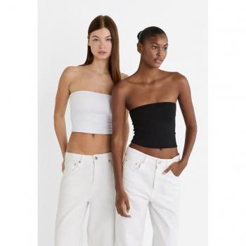 Stradivarius Pack of 2 Black Bandeau Tops XS
