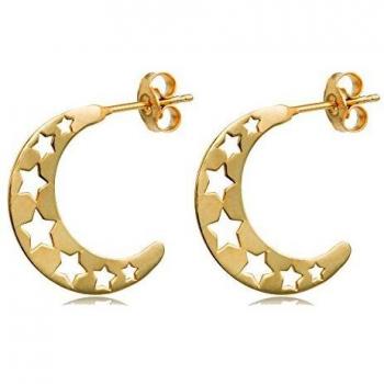 Córdoba jewels | Pendientes en plata de ley 925 bañada en oro con diseño Luna Estrellas
