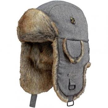 Kamikaze Herringbone Trapper Hat by Barts - Grey - Herren - Size: One Size / Women's Barts Womens Kamikaze Faux Fur Lined Strap Hat - Grey - Size: ONE size