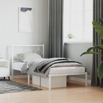 Cabecero de metal blanco 90x200 cm con estructura de cama Vidaxl