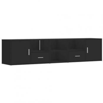 Mueble de Esquina Madera de Ingeniería Negro 200x40x45 cm