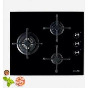 Placa de Gas Maia B-Plus Universal Blue 3 Fuegos Encendido Eléctrico Negro 60 cm