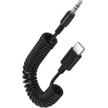 Cable USB-C a Jack 3,5mm Macho Espiral Negro 1m Alta Calidad de Sonido