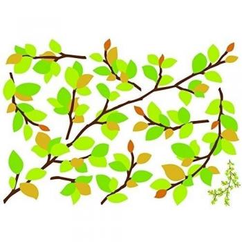 Plage Decoración Mural Adhesiva con Diseño Ramas, Vinilo, Verde, 48x3x68 cm