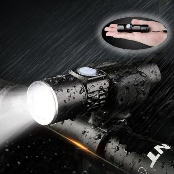 Luz de Bicicleta Delantera USB Recargable Impermeable con Zoom Beam Focusing, Yungo Mini Led Linterna Super Brillante con Batería de litio Incorporada para el Ciclismo de Montaña, Camping, Acampada