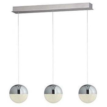Marbles - Lámpara de techo colgante con barra de globo de 3 luces LED integrada, cromo, plateado