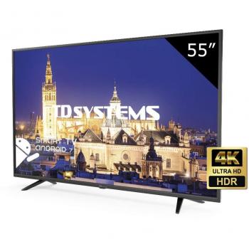 TD Systems K55DLY8US - Televisor Led 55 Pulgadas Ultra HD 4K Smart, resolución 3840 x 2160, HDR10, 3X HDMI, VGA, 2X USB, Smart TV.