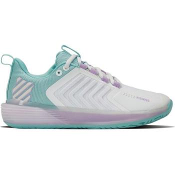 K-Swiss Ultrashot 3 Zapatillas de Tenis para Mujer, Todas las Superficies, Blanco/Azul Claro, Talla 37.5