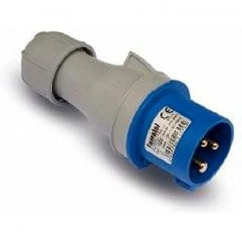 FAMATEL - Clavija industrial IP44 | Cableado rápido de baja tensión | 2P + 1T | 200-250V | 16A | Azul